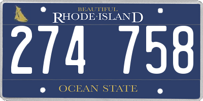 RI license plate 274758