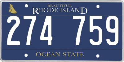 RI license plate 274759