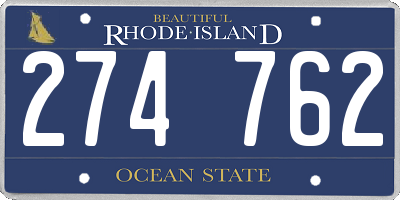 RI license plate 274762
