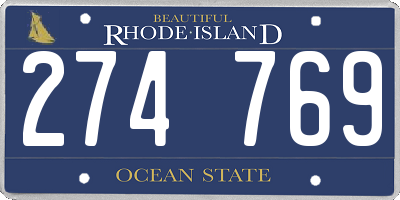 RI license plate 274769