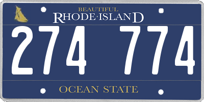 RI license plate 274774