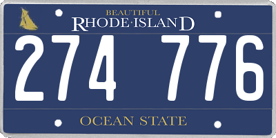 RI license plate 274776