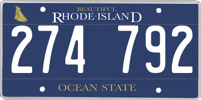RI license plate 274792