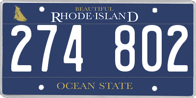 RI license plate 274802