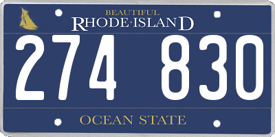 RI license plate 274830