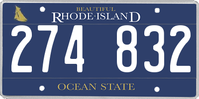 RI license plate 274832