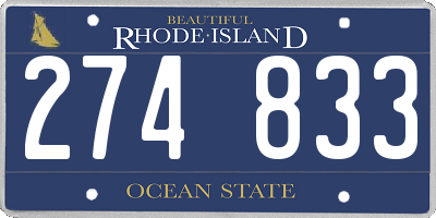 RI license plate 274833