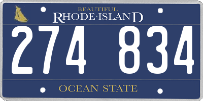 RI license plate 274834