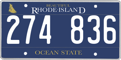 RI license plate 274836