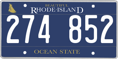 RI license plate 274852