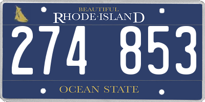 RI license plate 274853