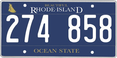 RI license plate 274858