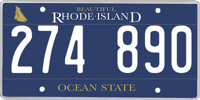 RI license plate 274890