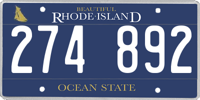 RI license plate 274892