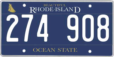 RI license plate 274908