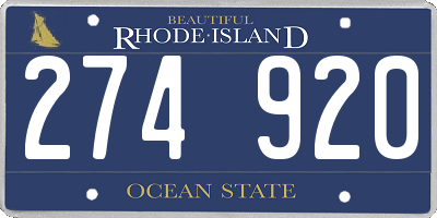 RI license plate 274920