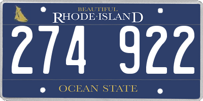 RI license plate 274922