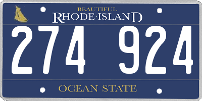 RI license plate 274924