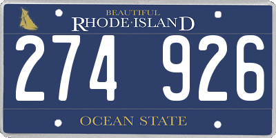 RI license plate 274926