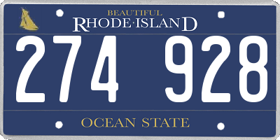 RI license plate 274928
