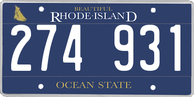 RI license plate 274931