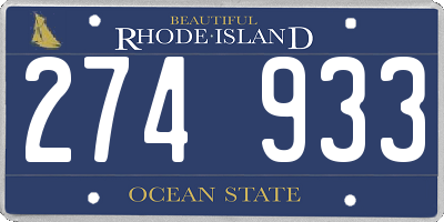 RI license plate 274933