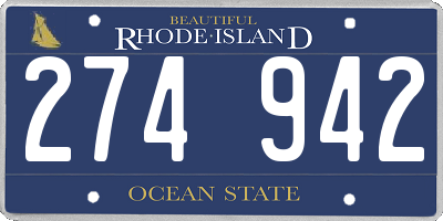 RI license plate 274942