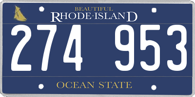 RI license plate 274953