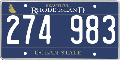 RI license plate 274983