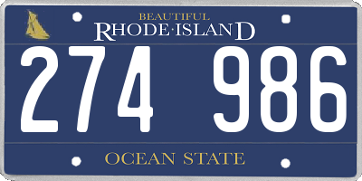 RI license plate 274986