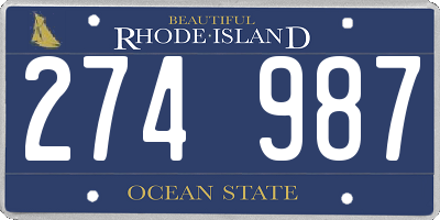 RI license plate 274987