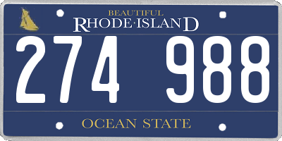 RI license plate 274988