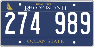 RI license plate 274989