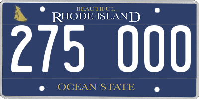 RI license plate 275000