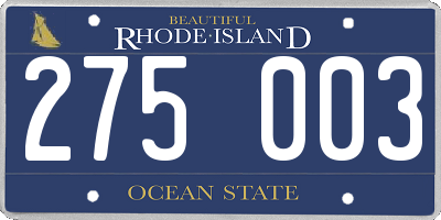 RI license plate 275003