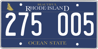 RI license plate 275005