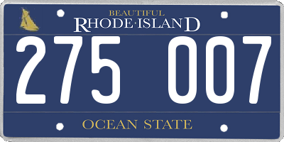 RI license plate 275007