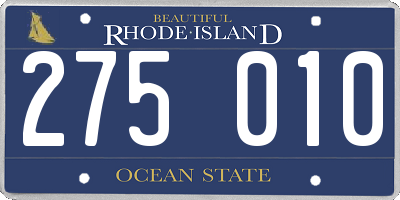 RI license plate 275010