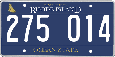 RI license plate 275014