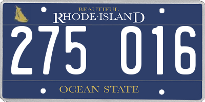 RI license plate 275016