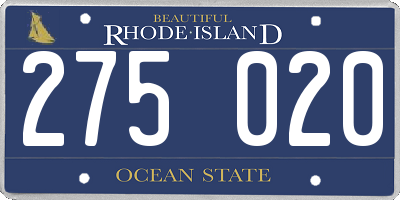 RI license plate 275020