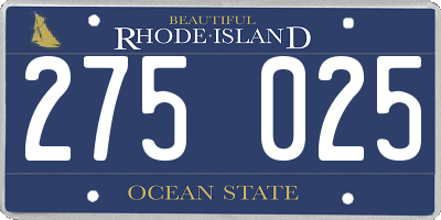 RI license plate 275025