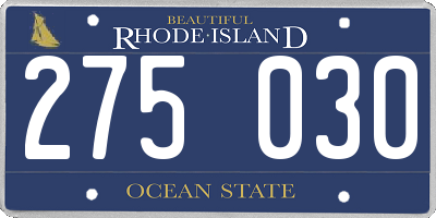 RI license plate 275030