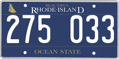RI license plate 275033
