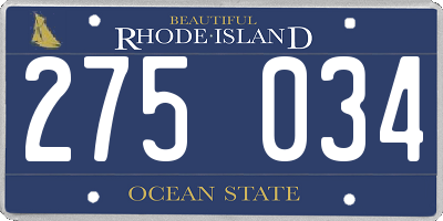 RI license plate 275034
