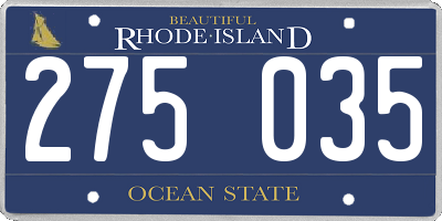 RI license plate 275035