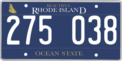 RI license plate 275038