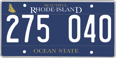 RI license plate 275040