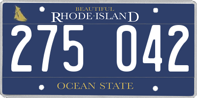 RI license plate 275042
