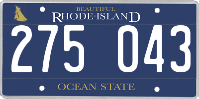 RI license plate 275043